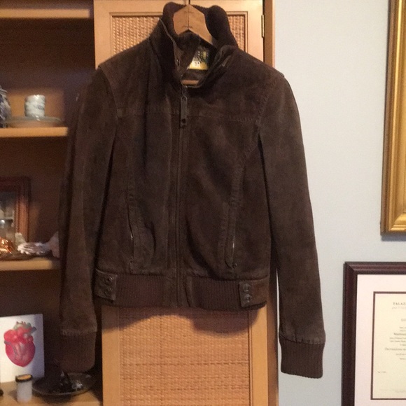 Genuine leather brown suede